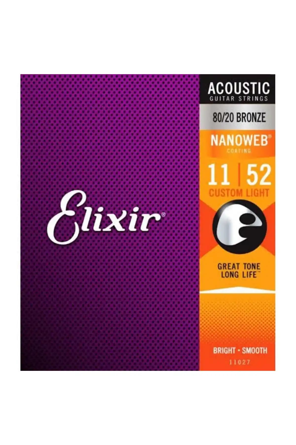 Elixir 11027 Nanoweb 80/20 Bakır Akustik Gitar Teli – Yüksek Ses Kalitesi ve Uzun Ömür