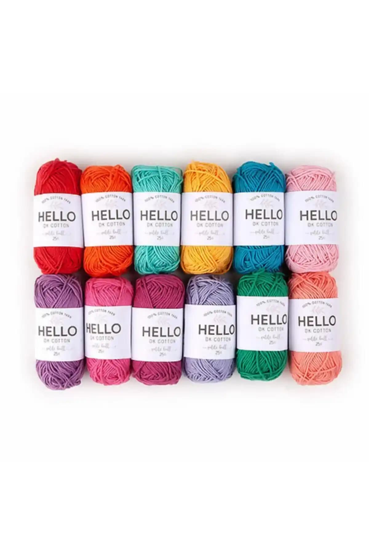 Hello 12 Li 25 Gram Punch ve Amigurumi İplik Seti Renkli Çok Yönlü Hobi Malzemesi